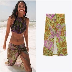 🥥🌴HP🌴🥥 𝗡𝗪𝗧 𝗭𝗮𝗿𝗮 • Printed Linen Blend Skirt